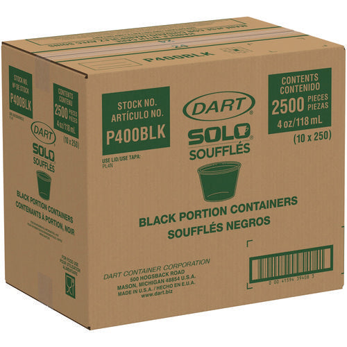 SOLO P400BLK 4oz Black Plastic Portion Cups 2,500/Case