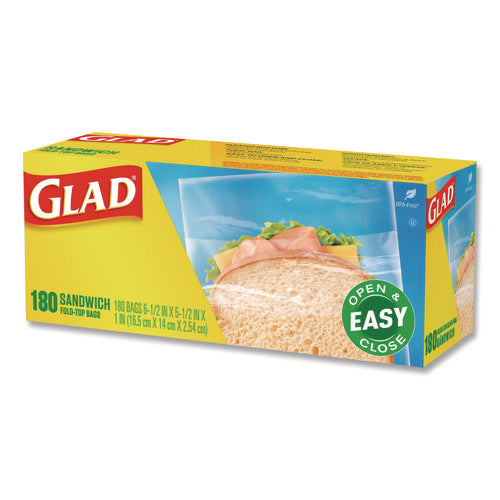 Glad Top Fold Sandwich Bags – 180 Bags/Box, 12 Boxes/Case (Bulk Wholesale)