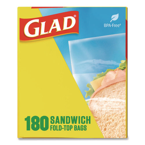 Glad Top Fold Sandwich Bags – 180 Bags/Box, 12 Boxes/Case (Bulk Wholesale)