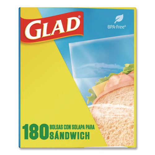 Glad Top Fold Sandwich Bags – 180 Bags/Box, 12 Boxes/Case (Bulk Wholesale)