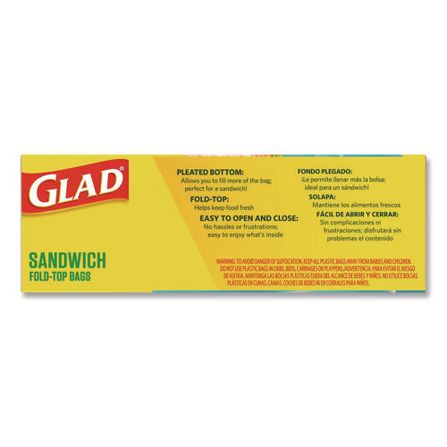 Glad Top Fold Sandwich Bags – 180 Bags/Box, 12 Boxes/Case (Bulk Wholesale)