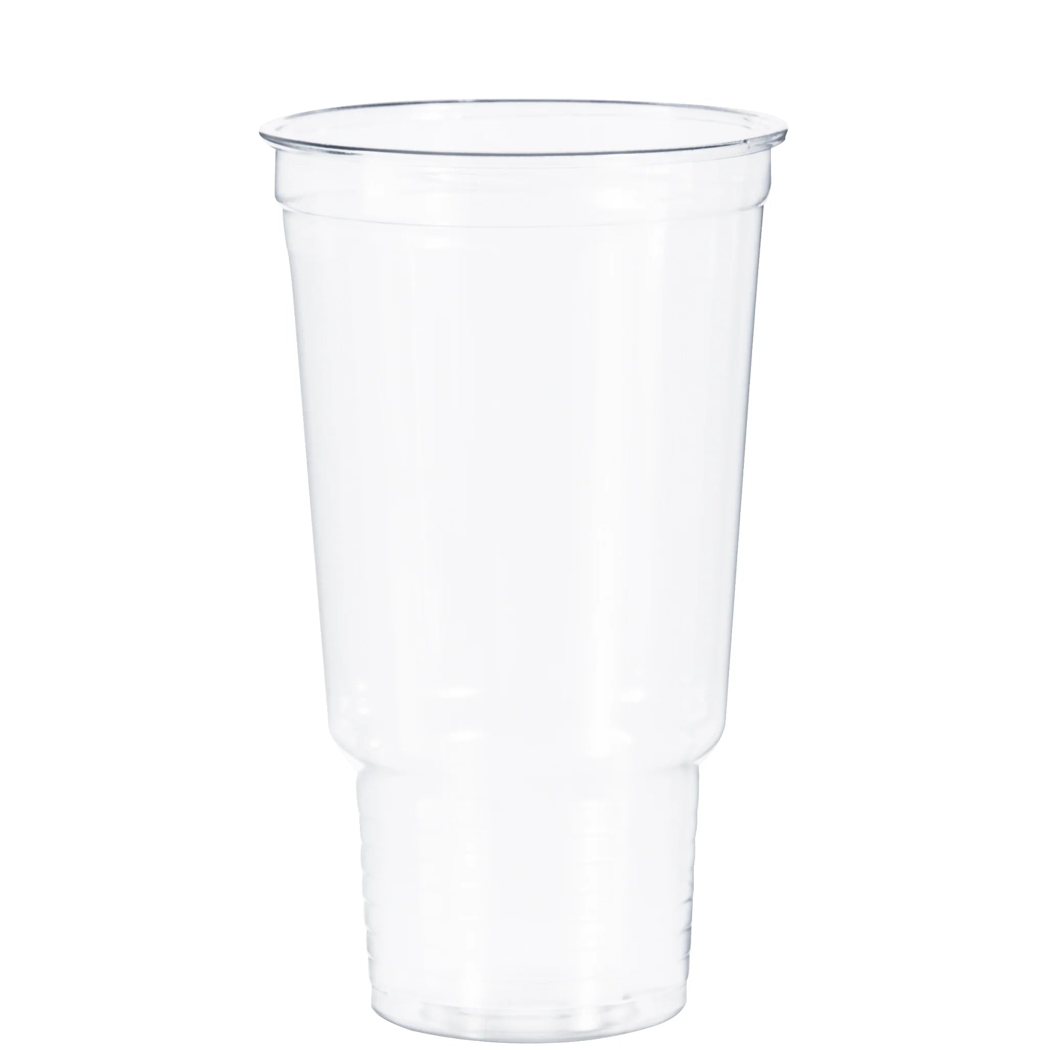 Dart 32AC 32 oz clear PET plastic pedestal cold cup on white background