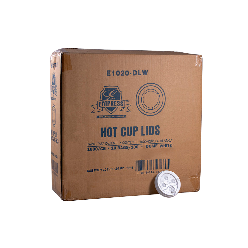 Empress Dome Lid for 10-20oz Paper Hot Cups White 10 / 100 cs