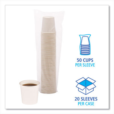 4oz White Paper Hot Cups, 1,000/Case
