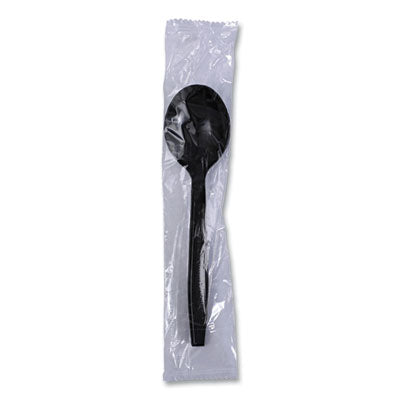 Karat black wrapped plastic teaspoons for restaurants catering and takeout