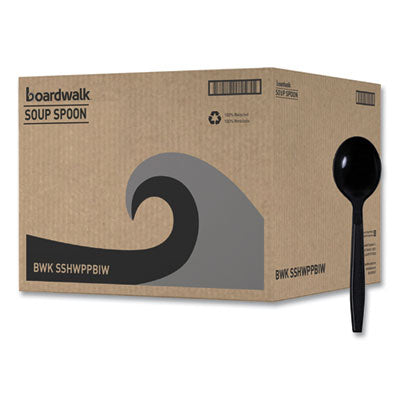 Karat U3533B polypropylene teaspoons black individually wrapped case packaging