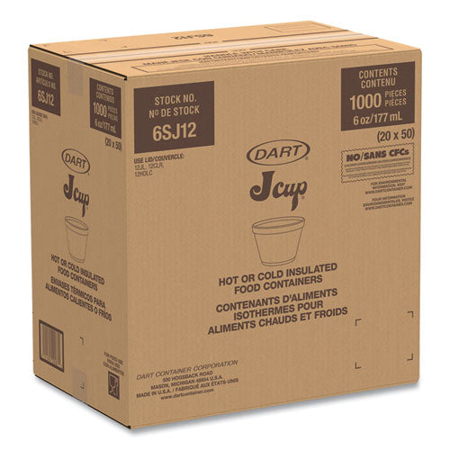 Dart 6SJ12 6oz White Foam Container 1,000/Case