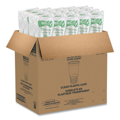 Case packaging for Dart 32AC 32 oz clear PET pedestal cold cups 500 case