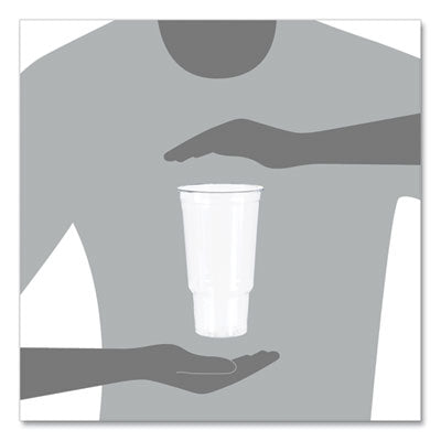 Dart 32AC 32 oz clear PET pedestal cold cups stacked for beverage service