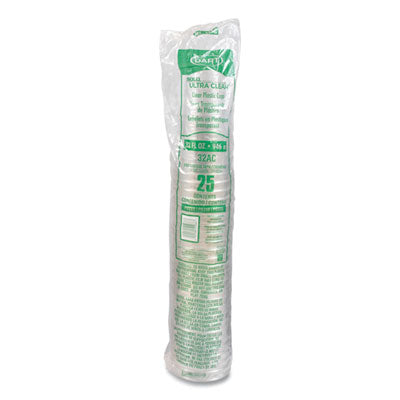 Bulk case of Dart 32AC 32 oz clear PET pedestal cold cups for foodservice