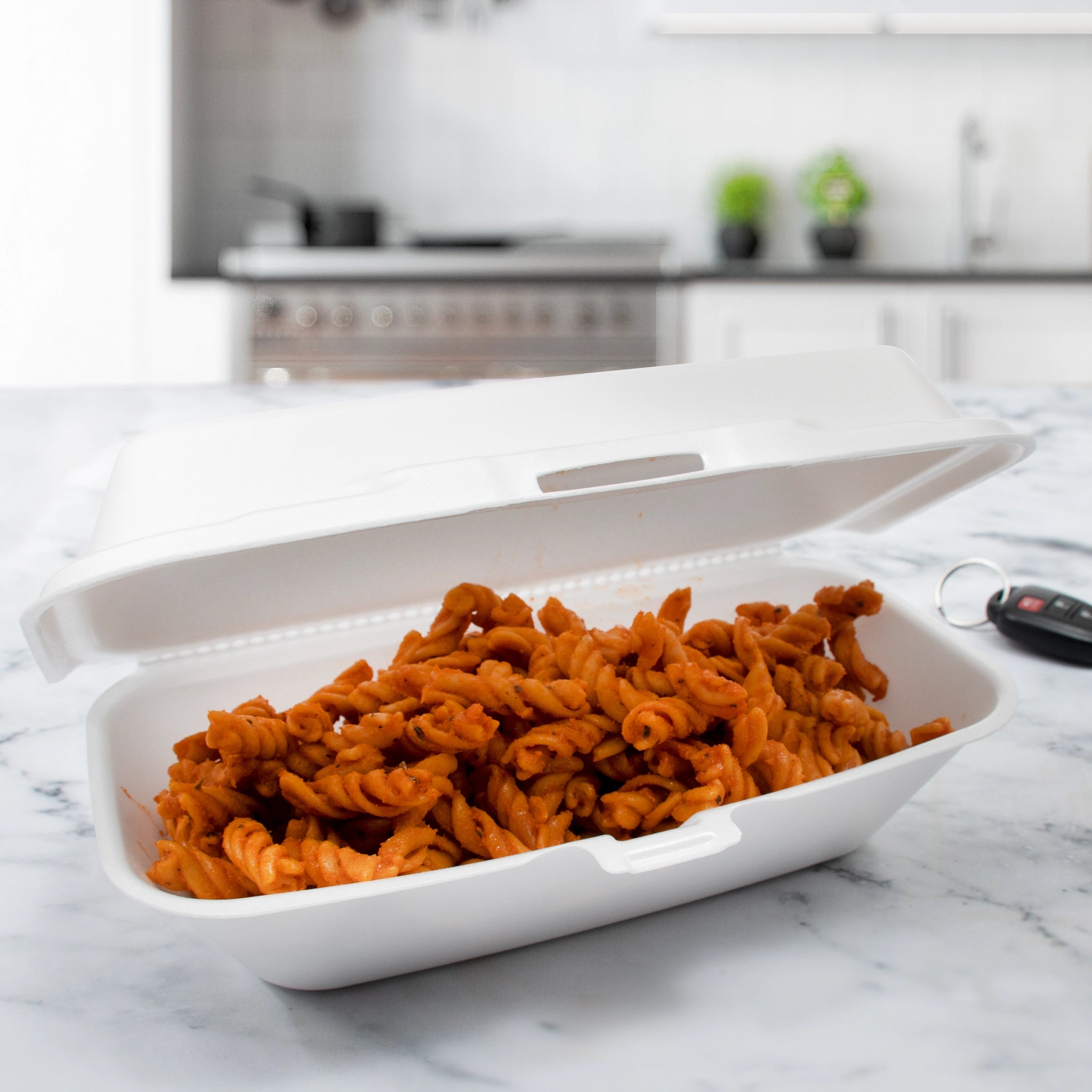 Dart 9 x 5 White Foam Hoagie Container with Removable Lid 500/Case