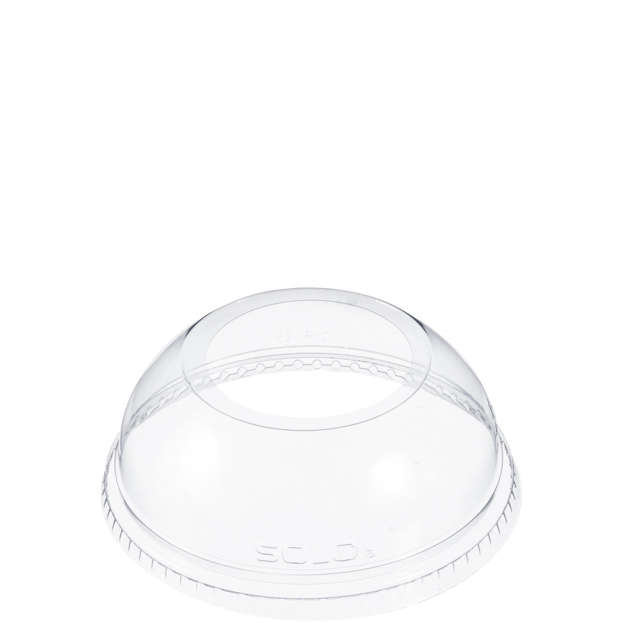 Dart DLW626 clear dome lid for PET cups, 98 mm rim, wide hole design for smoothies and shakes