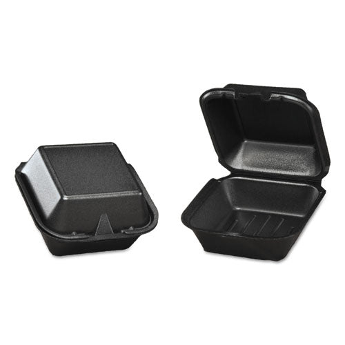 EcoPax 6" x 6" x 3" Black Foam Hinged Sandwich Container 500/Case