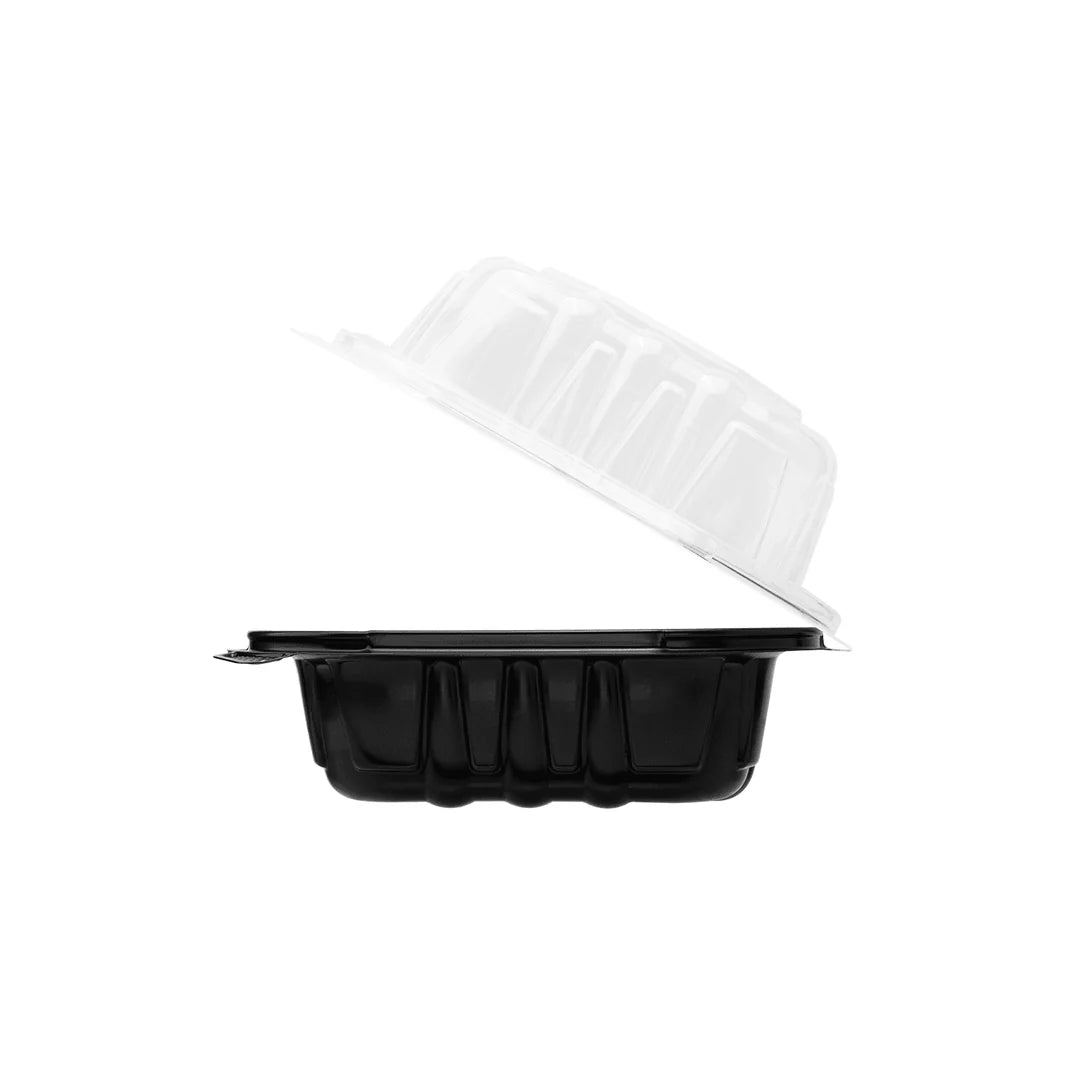 KARAT 6x6x3 Black Base Clear Top PP Containers 300/Case