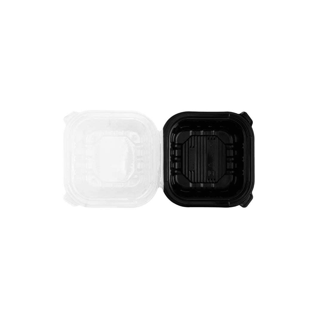 KARAT 6x6x3 Black Base Clear Top PP Containers 300/Case