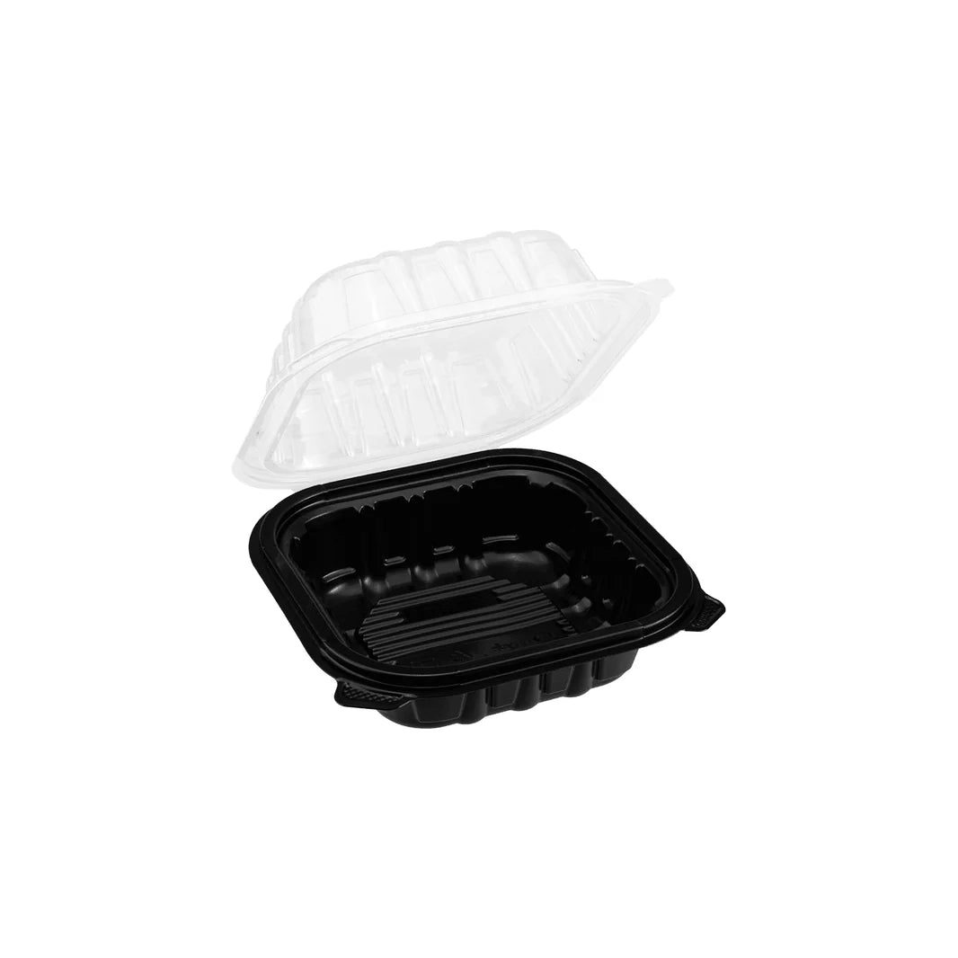KARAT 6x6x3 Black Base Clear Top PP Containers 300/Case