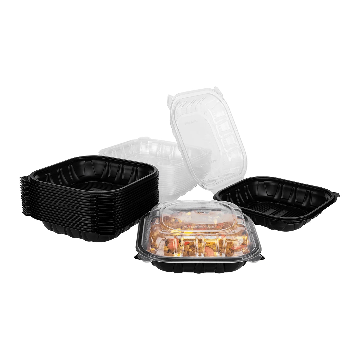 KARAT 9x9x3 Black Base Clear Top PP Containers 150/Case