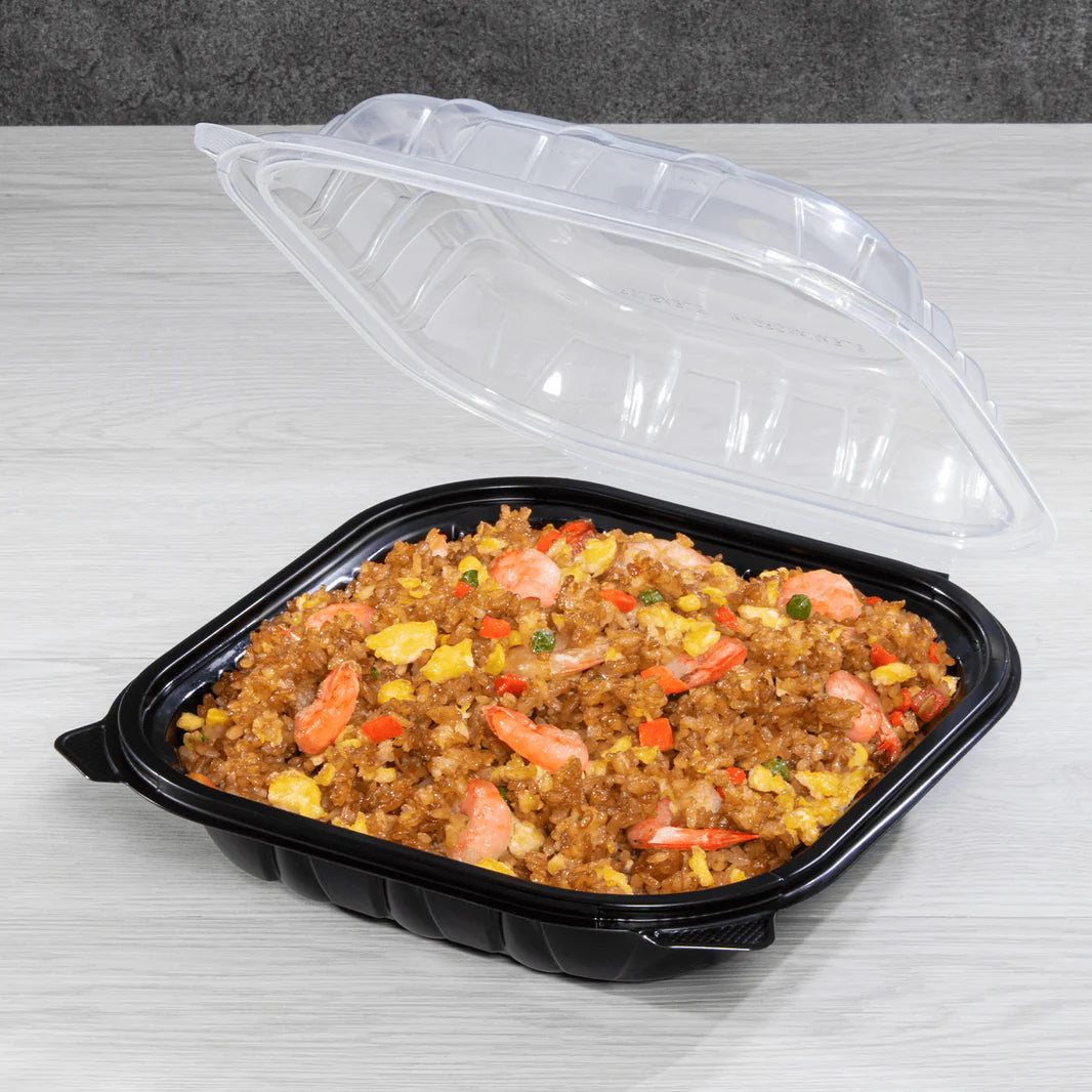 KARAT 9x9x3 Black Base Clear Top PP Containers 150/Case