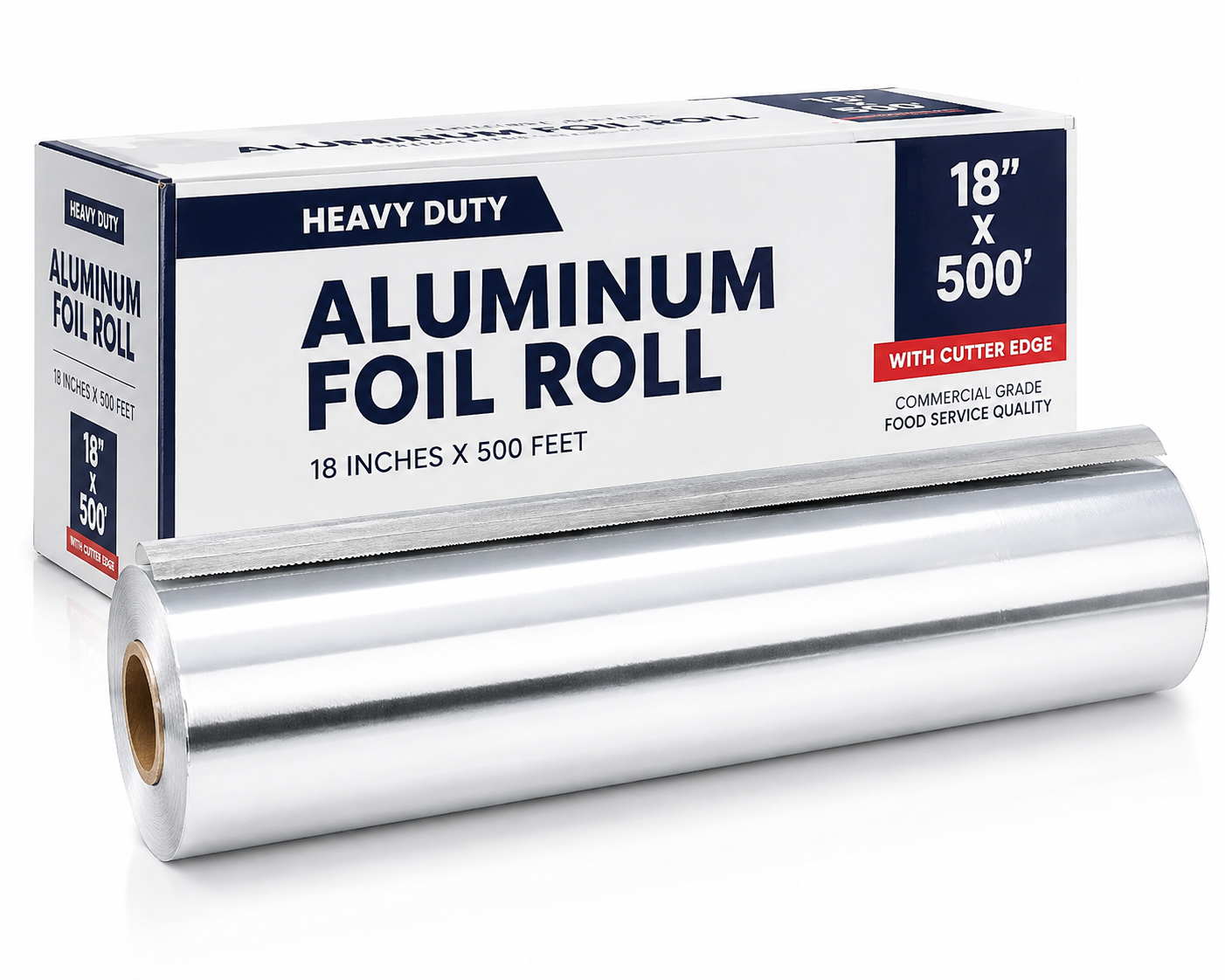 Heavy Duty Aluminum Foil Roll 18" x 500' with Cutter Edge