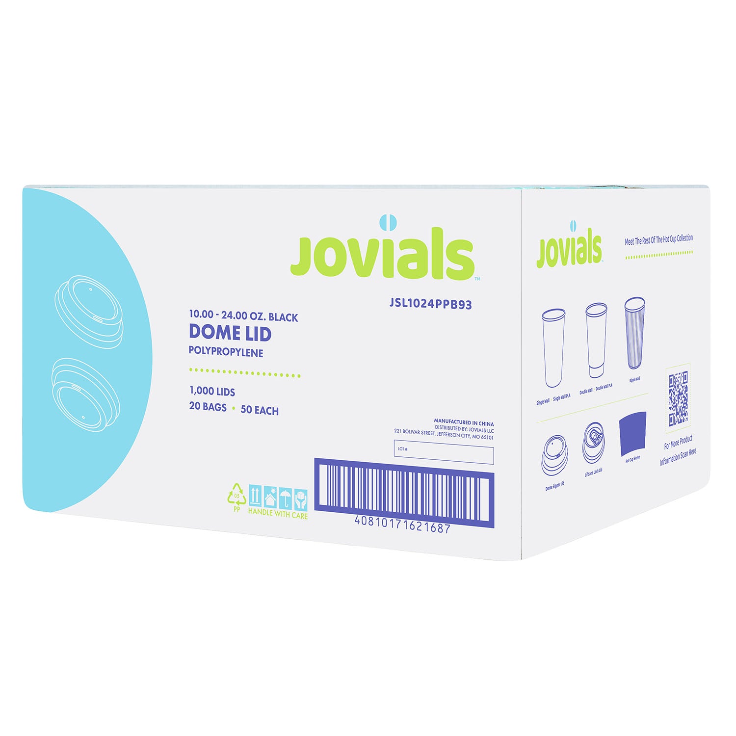 Jovials Sip Through Dome Lids 1,000/Case