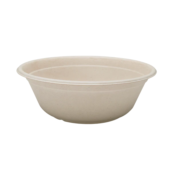 48oz PFAS Free Bagasse Round Bowl, Natural - 400 pcs