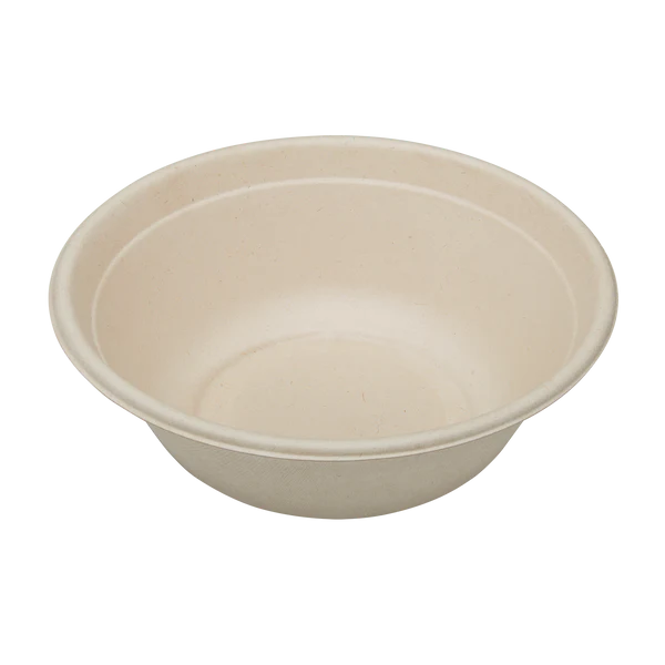 48oz PFAS Free Bagasse Round Bowl, Natural - 400 pcs