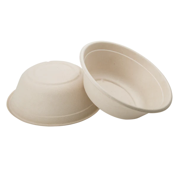 48oz PFAS Free Bagasse Round Bowl, Natural - 400 pcs