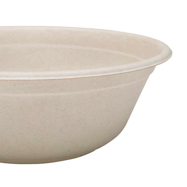 48oz PFAS Free Bagasse Round Bowl, Natural - 400 pcs