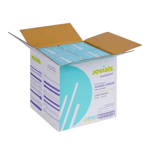Jovials Jumbo 10.25" Black Plastic Straw 2,000/Case