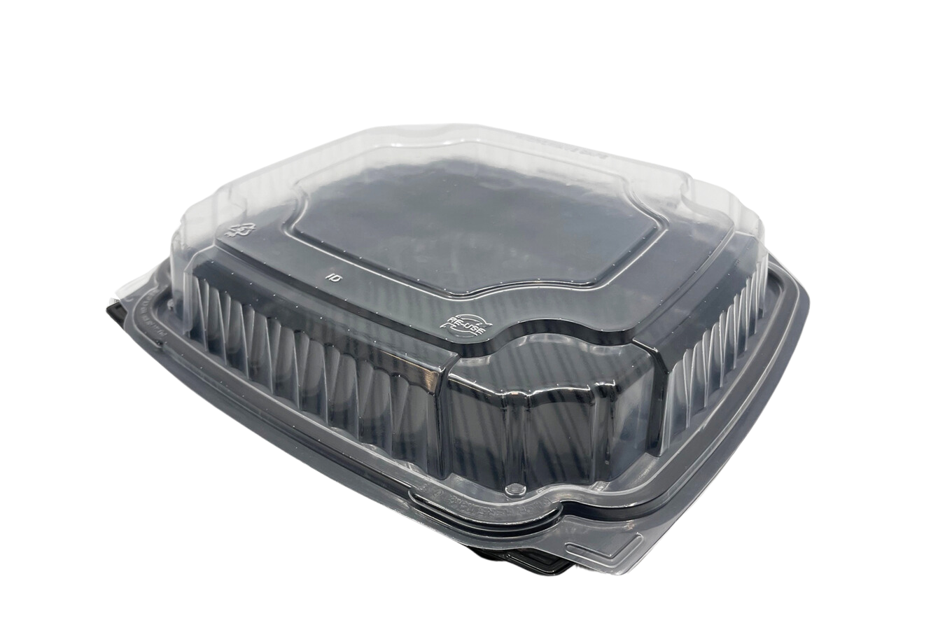 EcoPax PVS991-BK 9 x 9 black polypropylene hinged takeout container with clear top, 150 per case