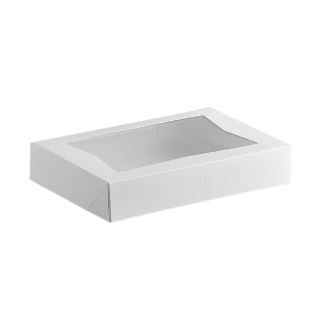 Baker's Mark 12" x 8" x 2 1/4" White Auto-Popup Window Donut / Bakery Box - 200/Case