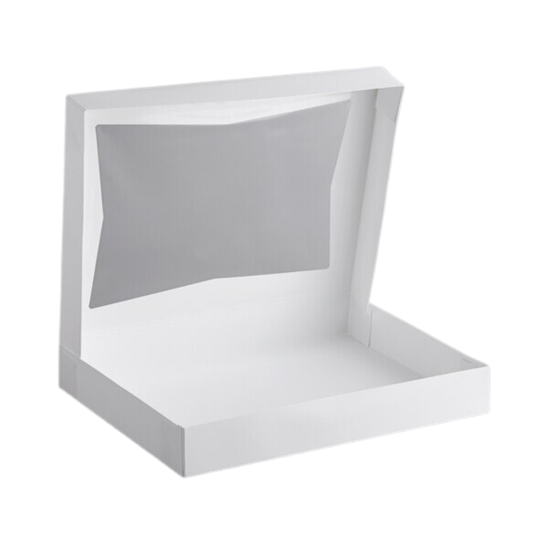 Baker's Mark 16" x 12" x 2 1/4" White Auto-Popup Window Donut / Bakery Box - 100/Case