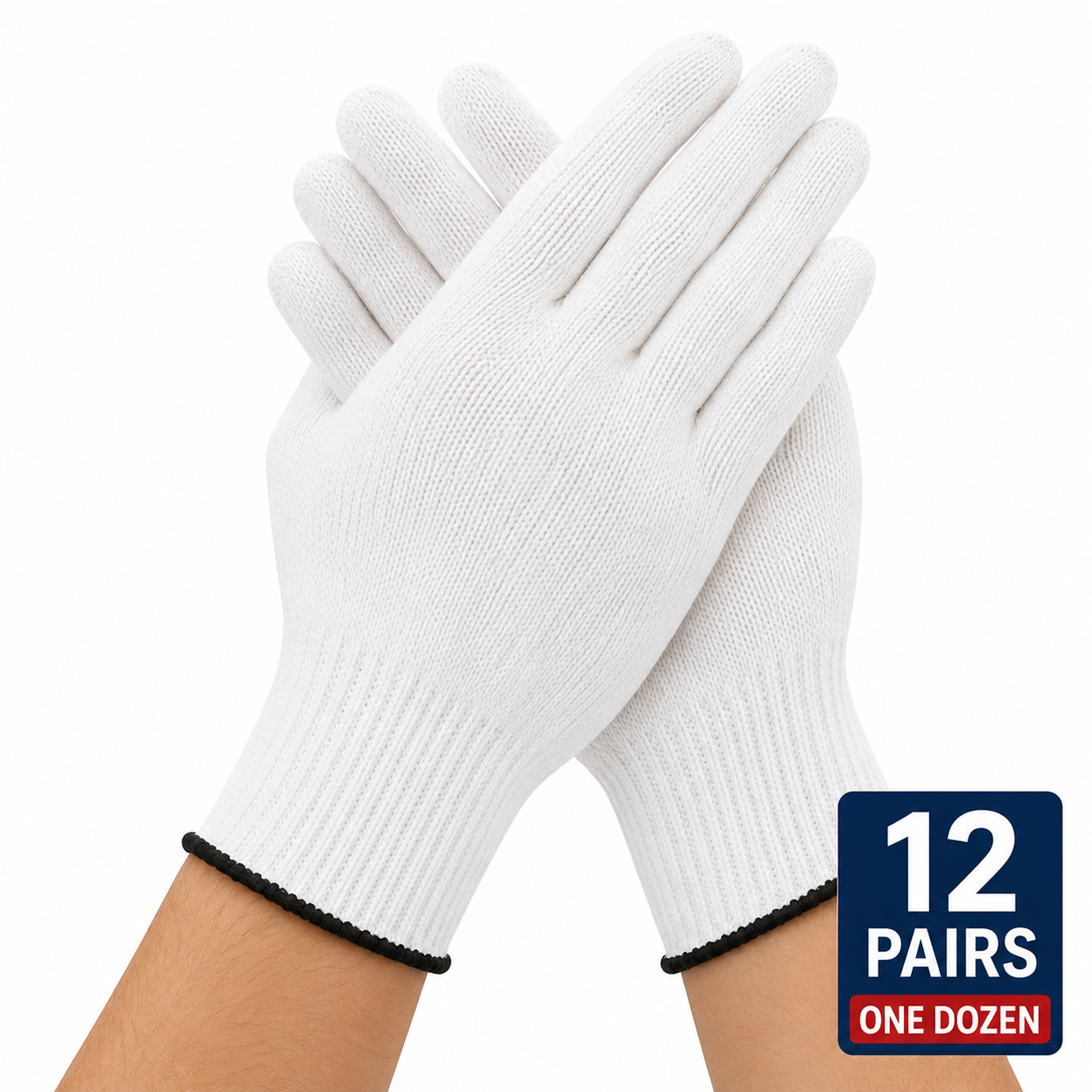 White Cotton Butcher Gloves 12 Pair Pack for Meat Processing and Food Handling