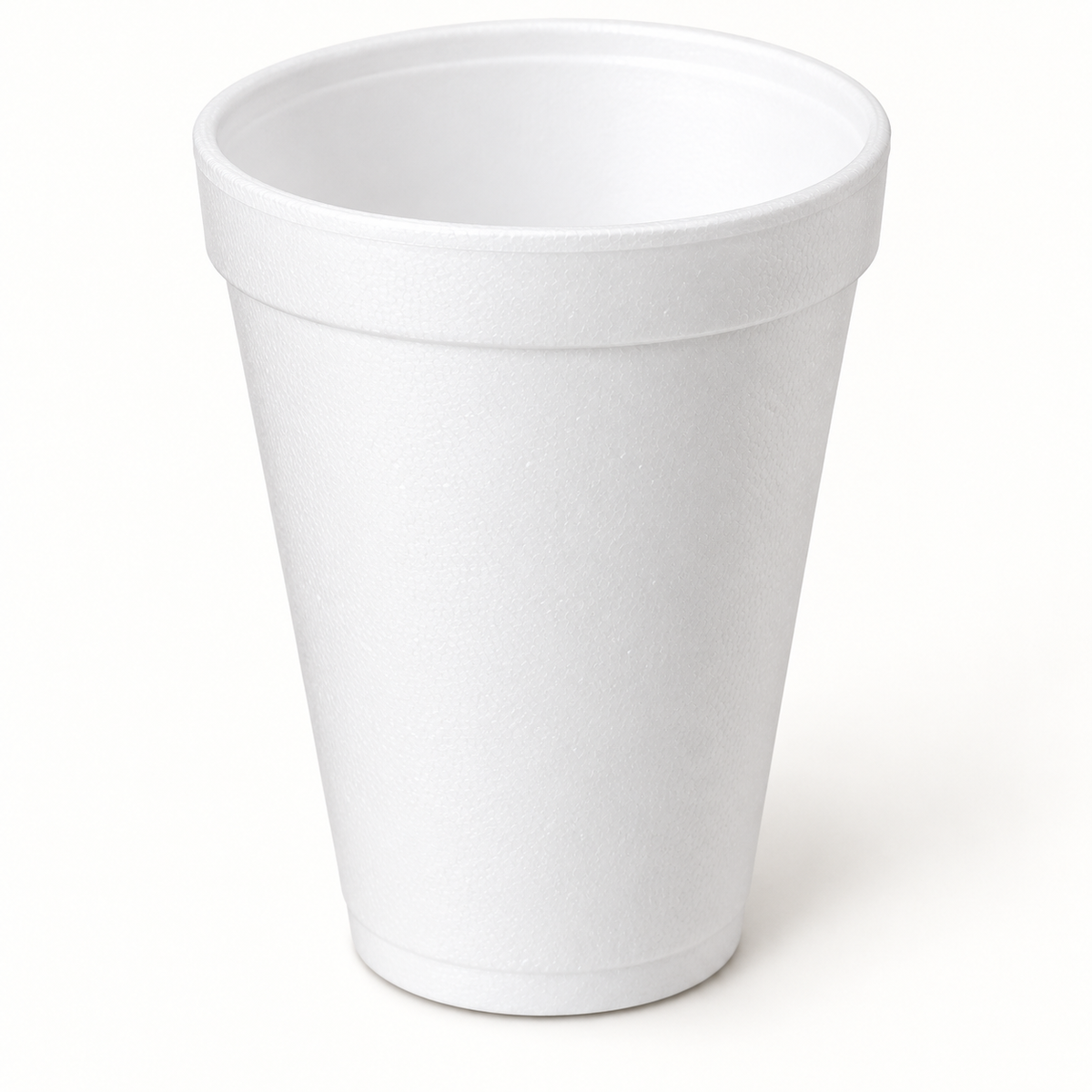 Dart 12J16 12 oz white EPS foam cup showing the open interior