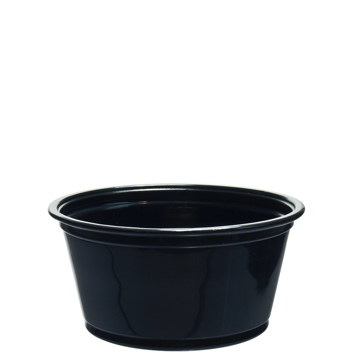 Dart 200PCBLK 2 oz black polypropylene portion cup, sold 2,500 cups per case