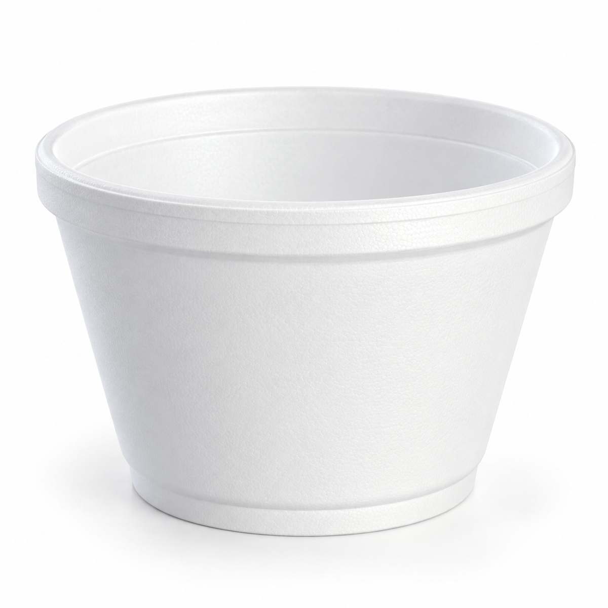 Dart 6SJ12 6 oz white EPS foam container showing rim and tapered body