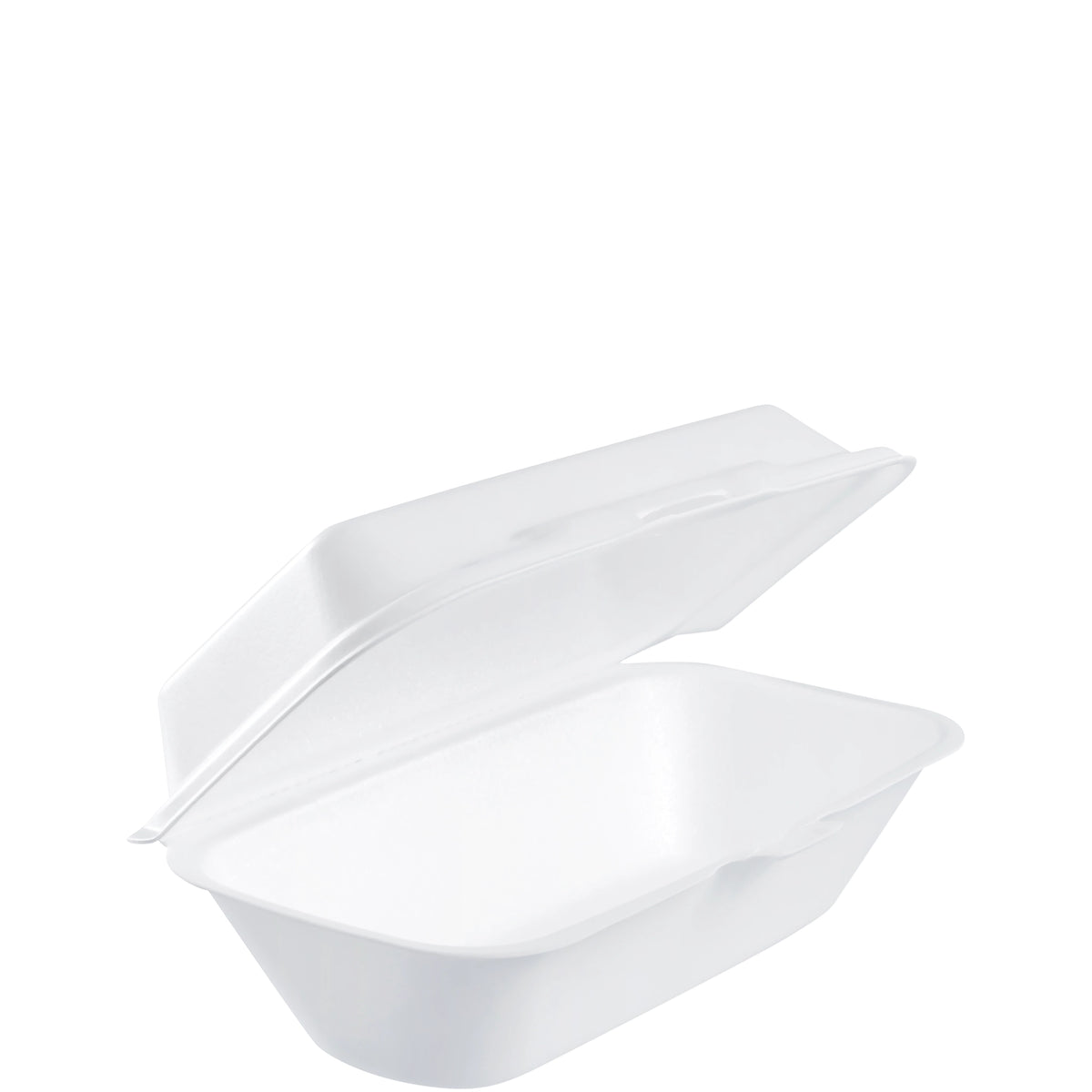 Dart 99HT1R 9 x 5 inch white XPS foam hoagie container with removable hinged lid, 500 per case