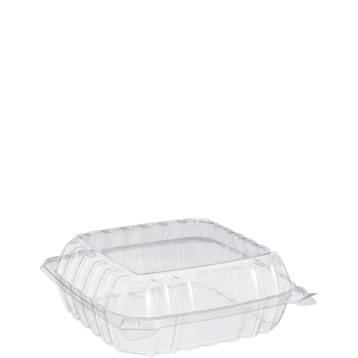 Dart C90PST1 clear OPS hinged container with lid closed, 250 per case
