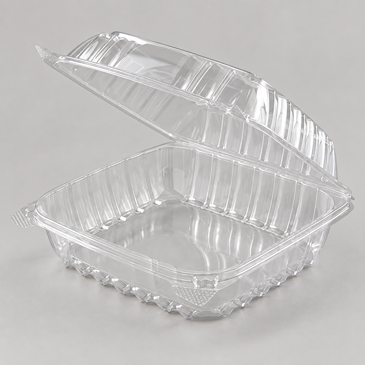 Dart C90PST1 ClearSeal container showing the open hinged lid and single compartment