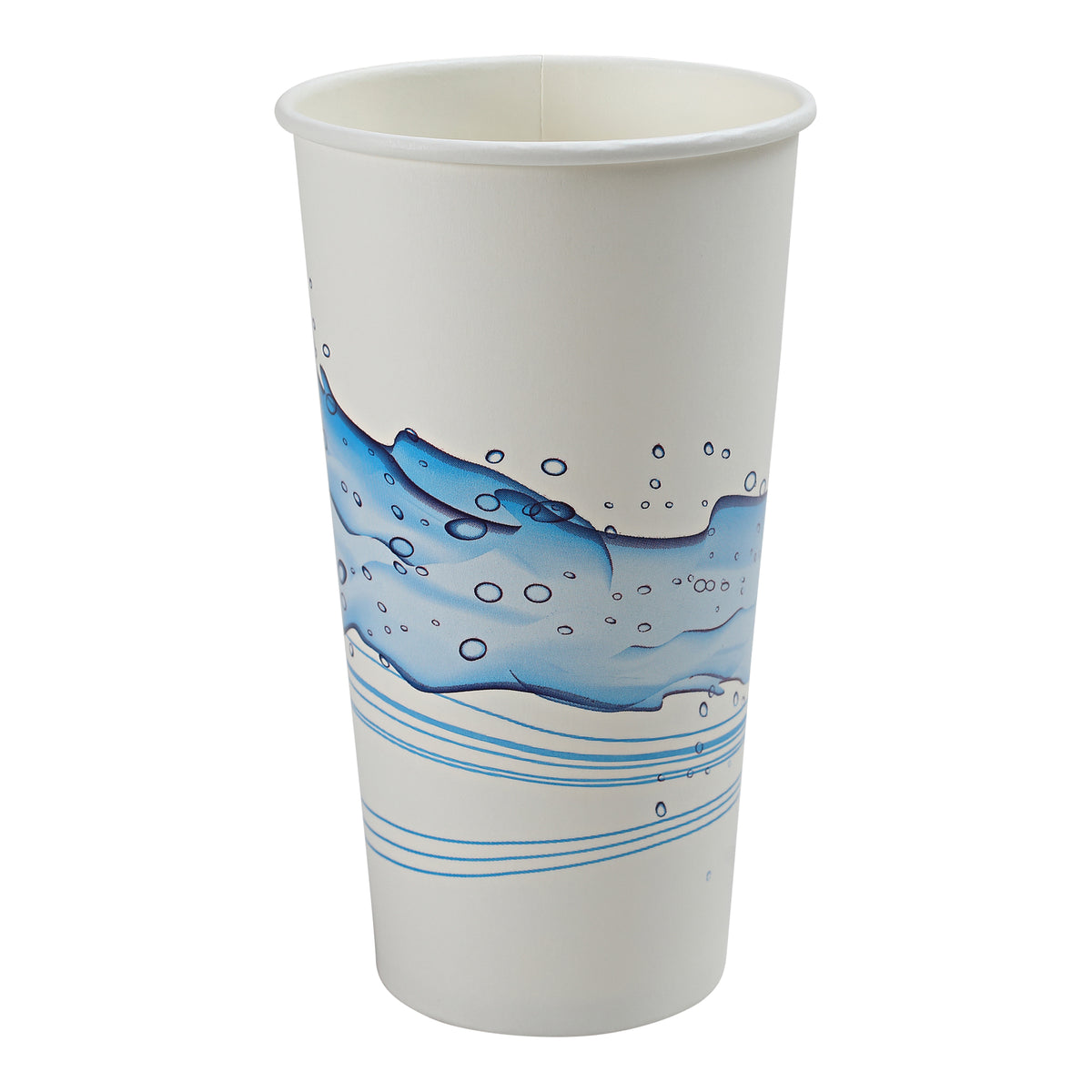 Empress ECC32-P 32 oz white paper cold cup with blue Cool Wave print, 500 cups per case