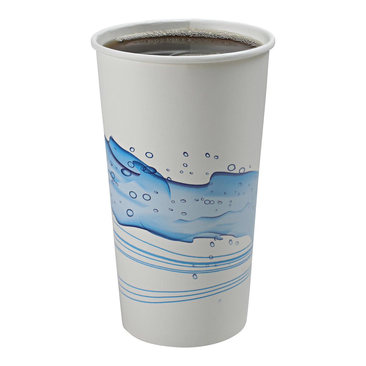 Empress ECC44-P 44 oz Cool Wave paper cup filled with a cold beverage; beverage not included