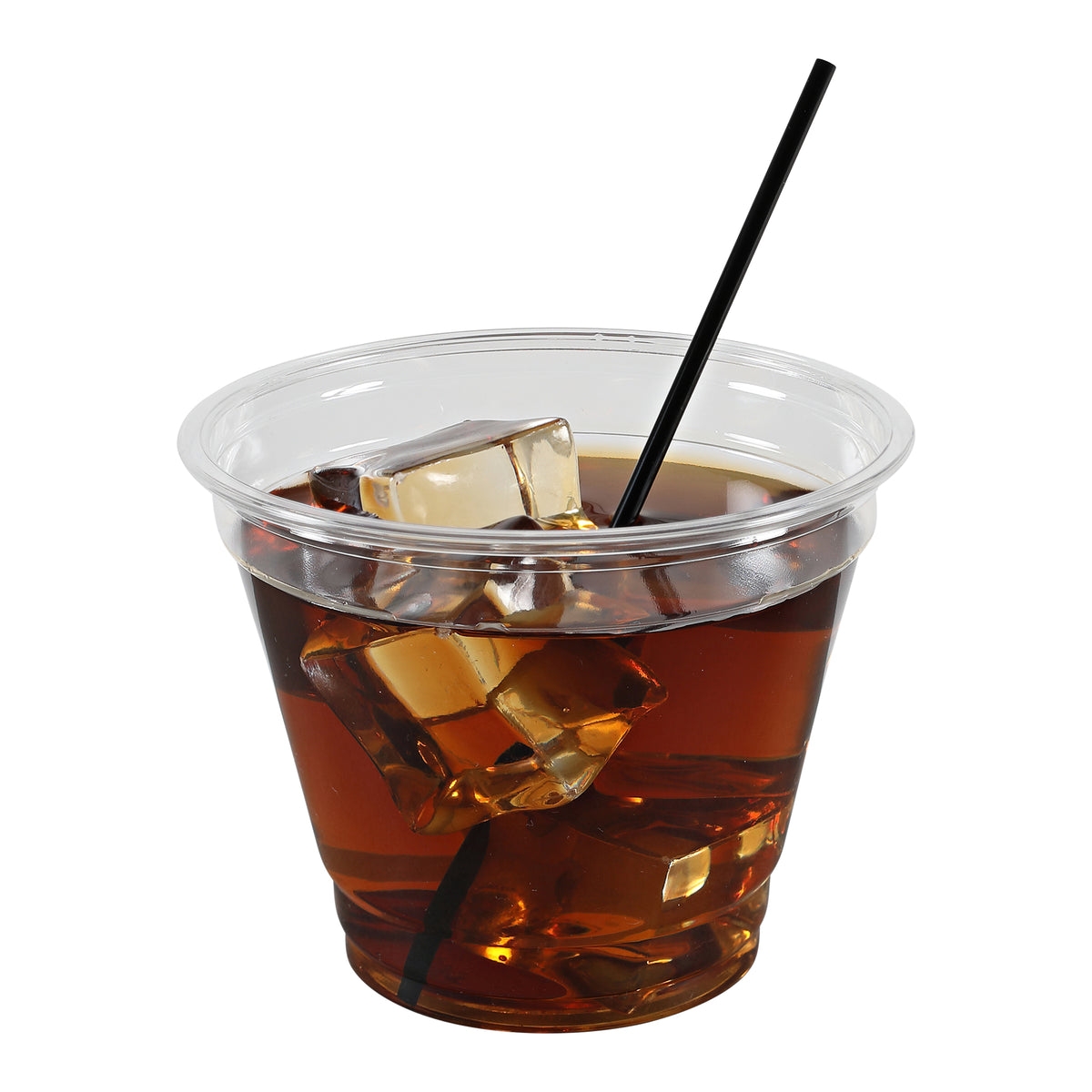 Empress ECK525BK black cocktail straw in an iced beverage; cup and drink are not included
