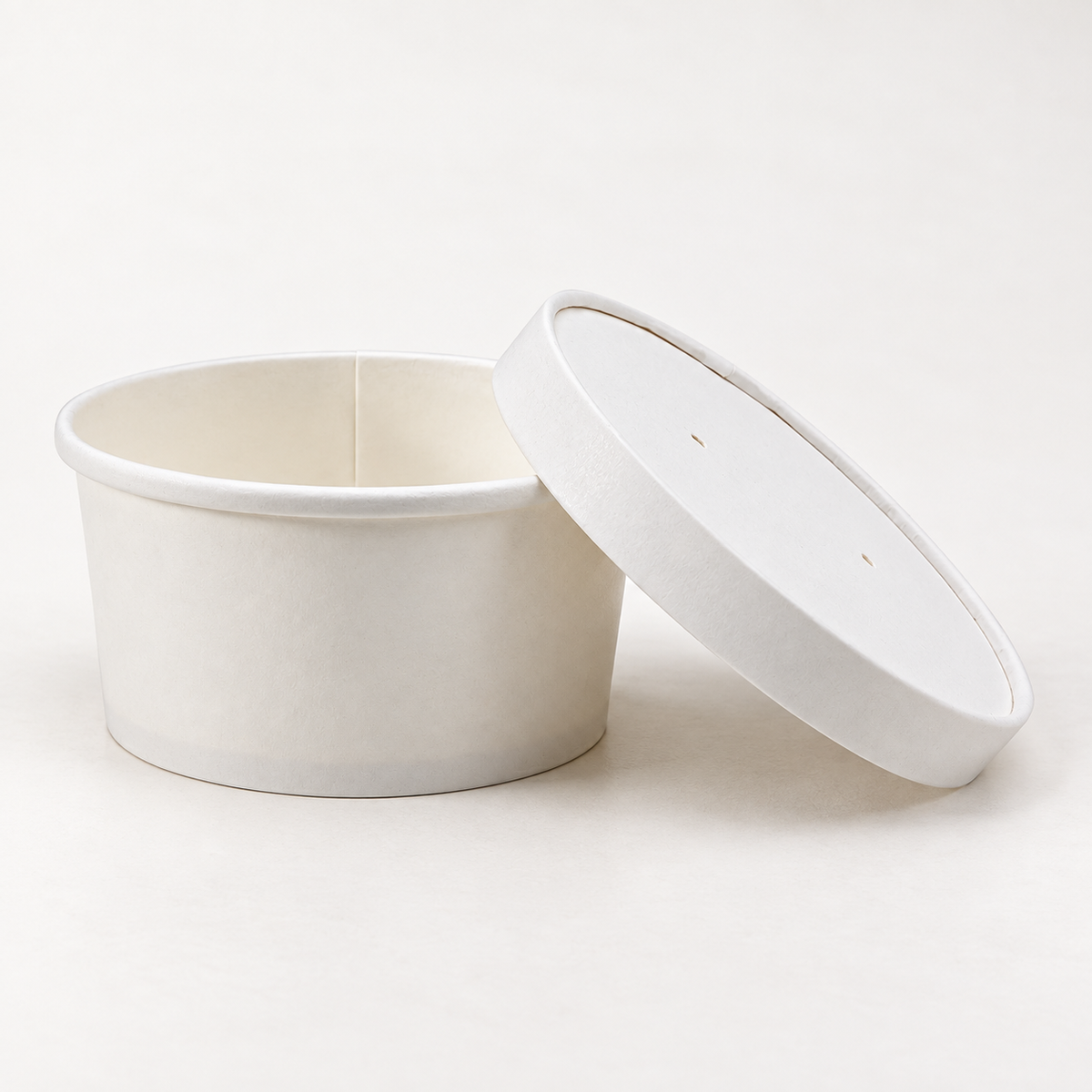 Empress EFC-8-COMBO 8 oz white paper food container showing the open interior and vented paper lid