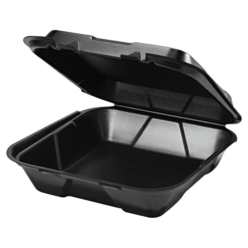 Genpak 9x9x3 Black Foam Vented Hinged Container 200/case