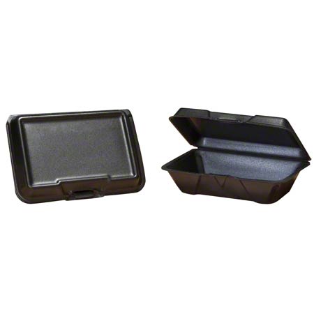 Genpak 20500-V-3L 9x6x3 black vented foam hinged takeout container, 200/case