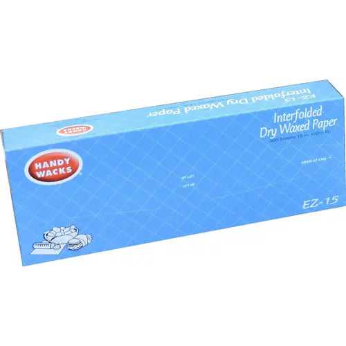 Handy Wacks EZ-15N white interfolded dry wax deli paper, 15 x 10.75 inches, 500-sheet dispenser box; 12 boxes per case
