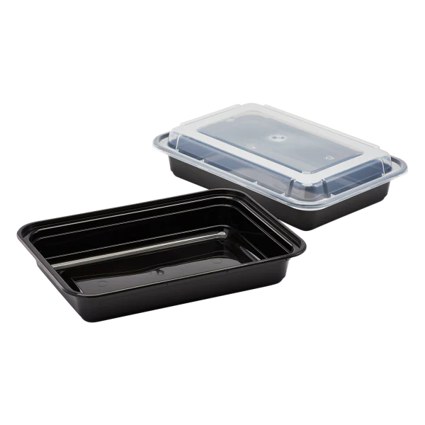 KARAT 28oz PP Plastic Microwavable Rectangle Container w/Lid Combo 150 Sets