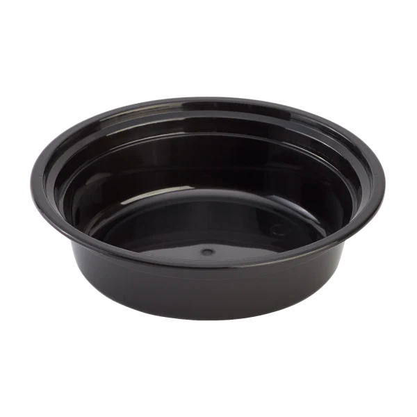Karat 16 oz PP Plastic Microwavable Round Food Containers & Lids - Black - 150 ct