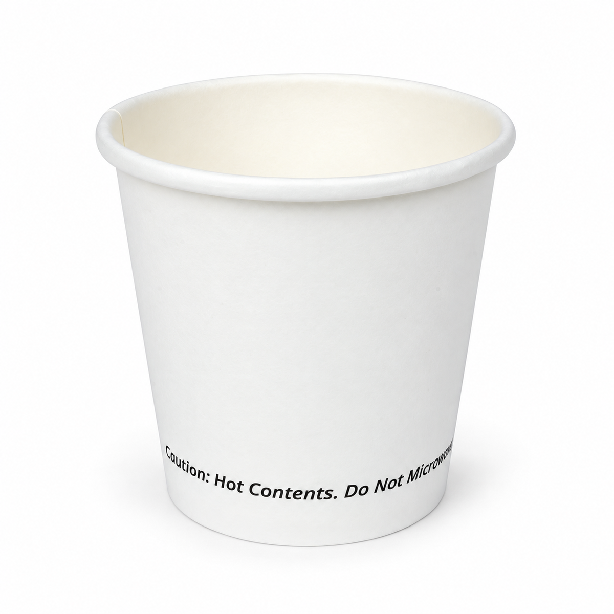 Jovials 4 oz white single-wall paper hot cup in a studio setting