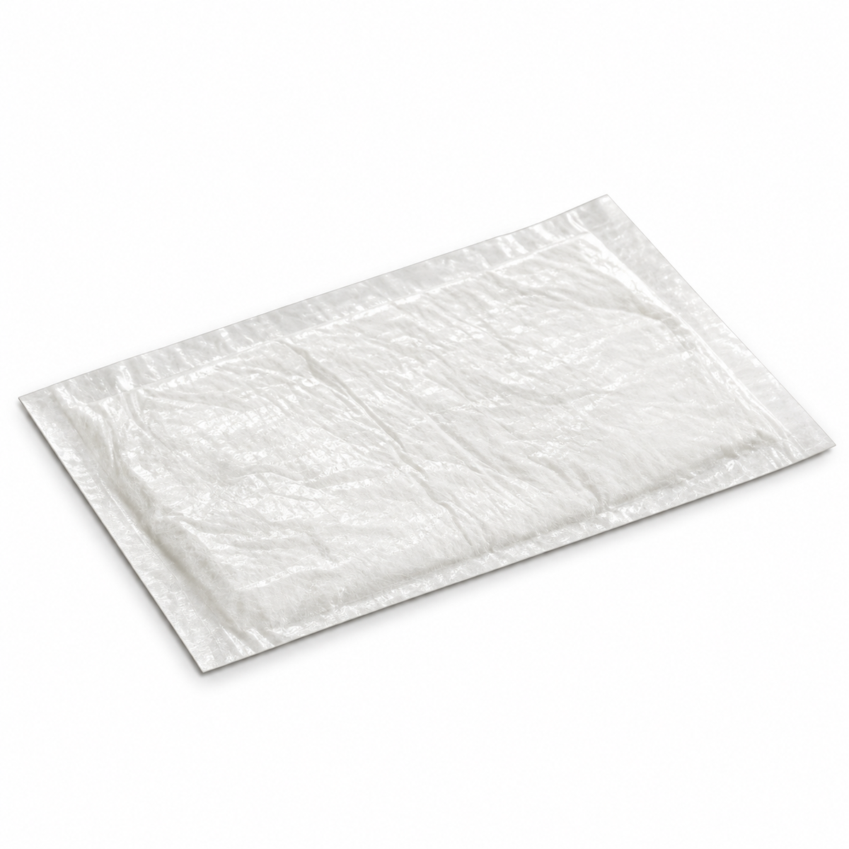 Prime Source 75001441 white 4 x 6 inch absorbent meat pad showing its flat sealed edges